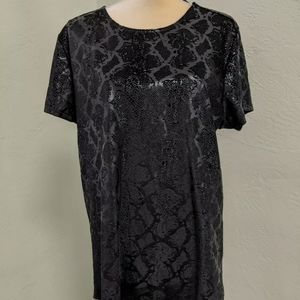 Torrid Black Snakeskin and Velvet Tee